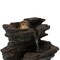 Decorative 4 Tier Rock Look Water Fountain with LED Rolling Glow Ball for Home and Garden